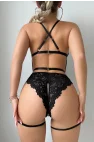 Noir Sculpture Kemer Detaylı Dantelli Jartiyerli Bodysuit