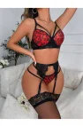 Wild Passion Leopar Desenli & Kırmızı Dantel Detaylı Jartiyer Takımı