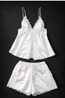 Siyah V Yaka Saten Şortlu Takım | Noir Minimalist Loungewear