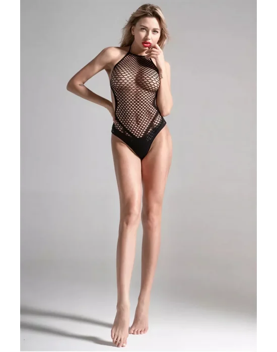 Siyah Fileli Askılı Babydoll ve Tanga Seti | Modern Lüks Silüet