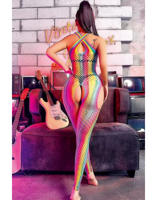 Çok Renkli Geometrik Sanat Vücut Çorabı | Lüks Grafik Silüet