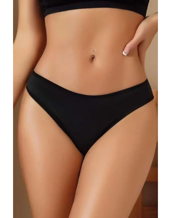 Siyah Floral Dantel İşlemeli ve Arkası Pencere Detaylı String | Midnight Secret Koleksiyonu