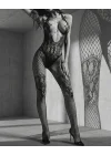 Siyah File ve Dantel Detaylı Vücut Çorabı | Lüks ve Baştan Çıkarıcı Bodystocking
