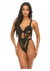 Deluxe Siyah Saten Tül Fantezi Premium BodySuit