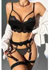 Dantel Detay Bralet Fantezi Jartiyer Fantezi Takım
