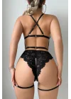 Noir Sculpture Kemer Detaylı Dantelli Jartiyerli Bodysuit