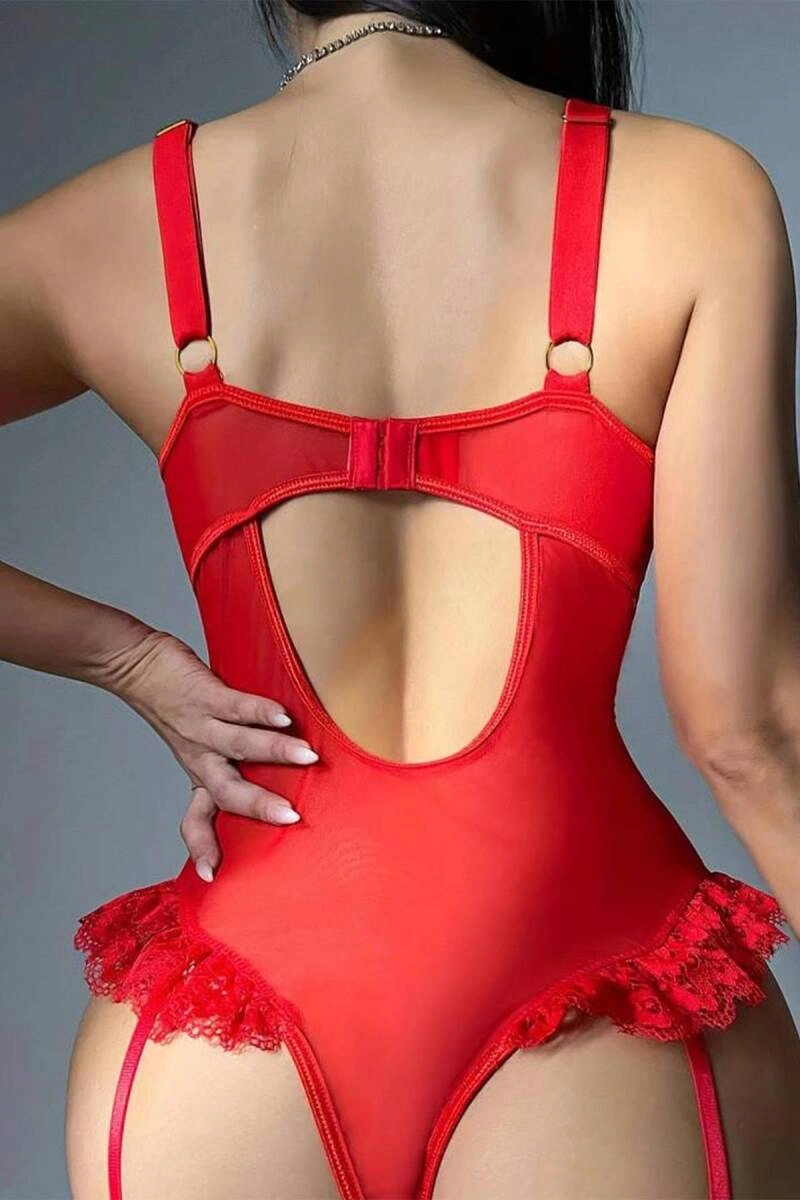 Siyah Floral Dantel İşlemeli ve Geometrik Bantlı Jartiyer Takımı | Noir Muse Koleksiyonu