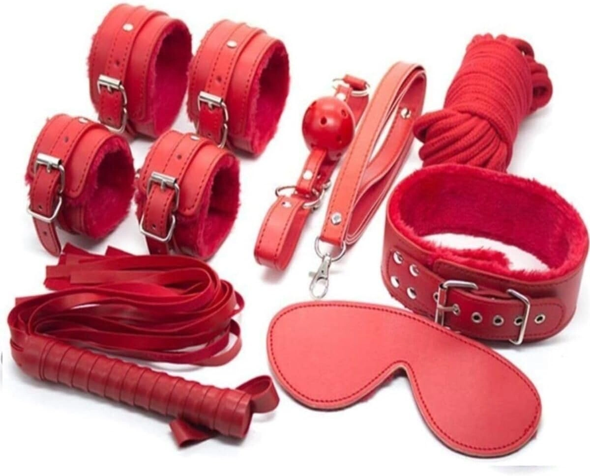 7 Parça Deri Görünümlü Fantezi Esaret Seti | Noir Bondage Exclusive Kit