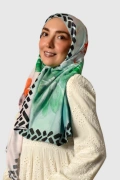 Nira Siyah Kare Kenarlı Şal - Yeşil