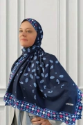Pera Geometrik Desenli Şal - Lacivert