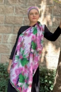 Solva Büyük Floral Motifli Şal - Pembe