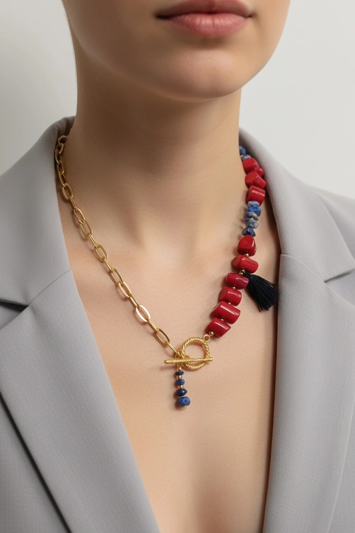 El Yapımı Mercan Boncuklu Kolye