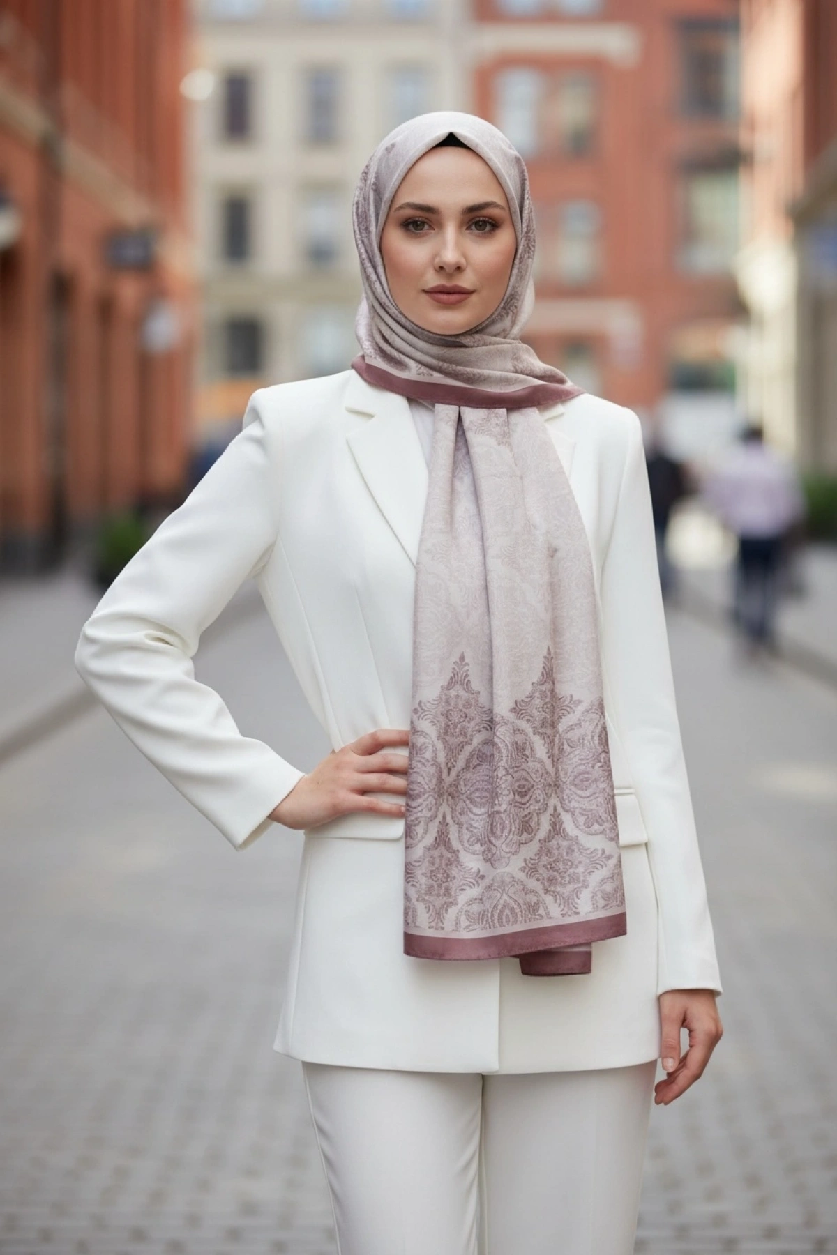 Nevra Floral ve Geometrik Desenli Şal Bordo - Kaymaz ve Yumuşak Dokulu Şal