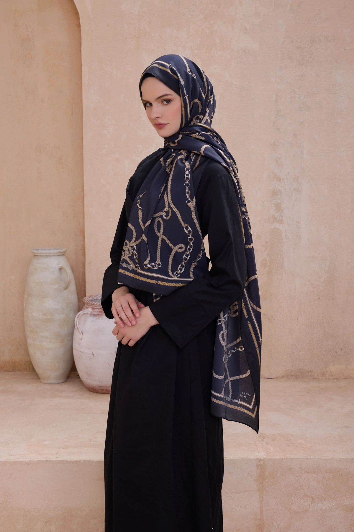 Belli Fresh Modal Şal 5 Zincir Desen - Lacivert