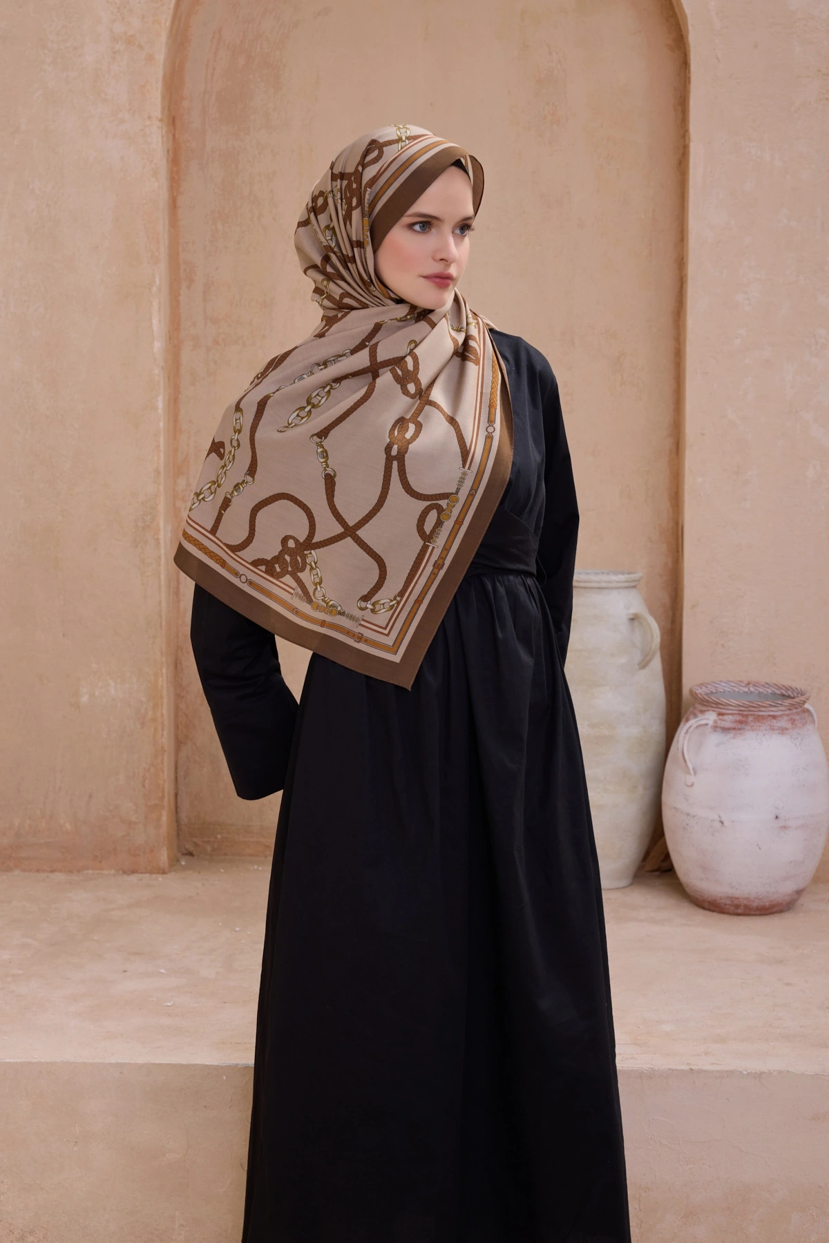 Belli Fresh Modal Şal 5 Zincir Desen - Camel