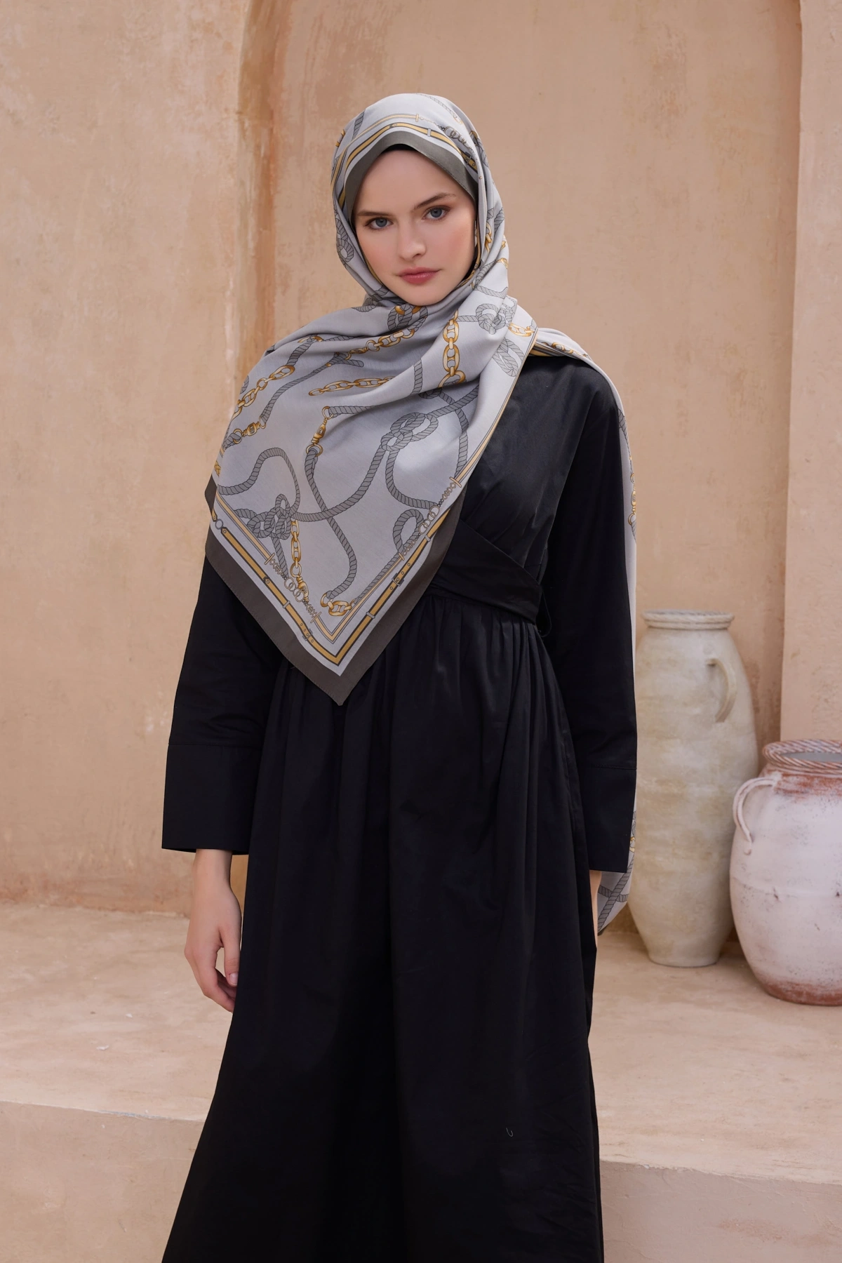 Belli Fresh Modal Şal 5 Zincir Desen - Gri