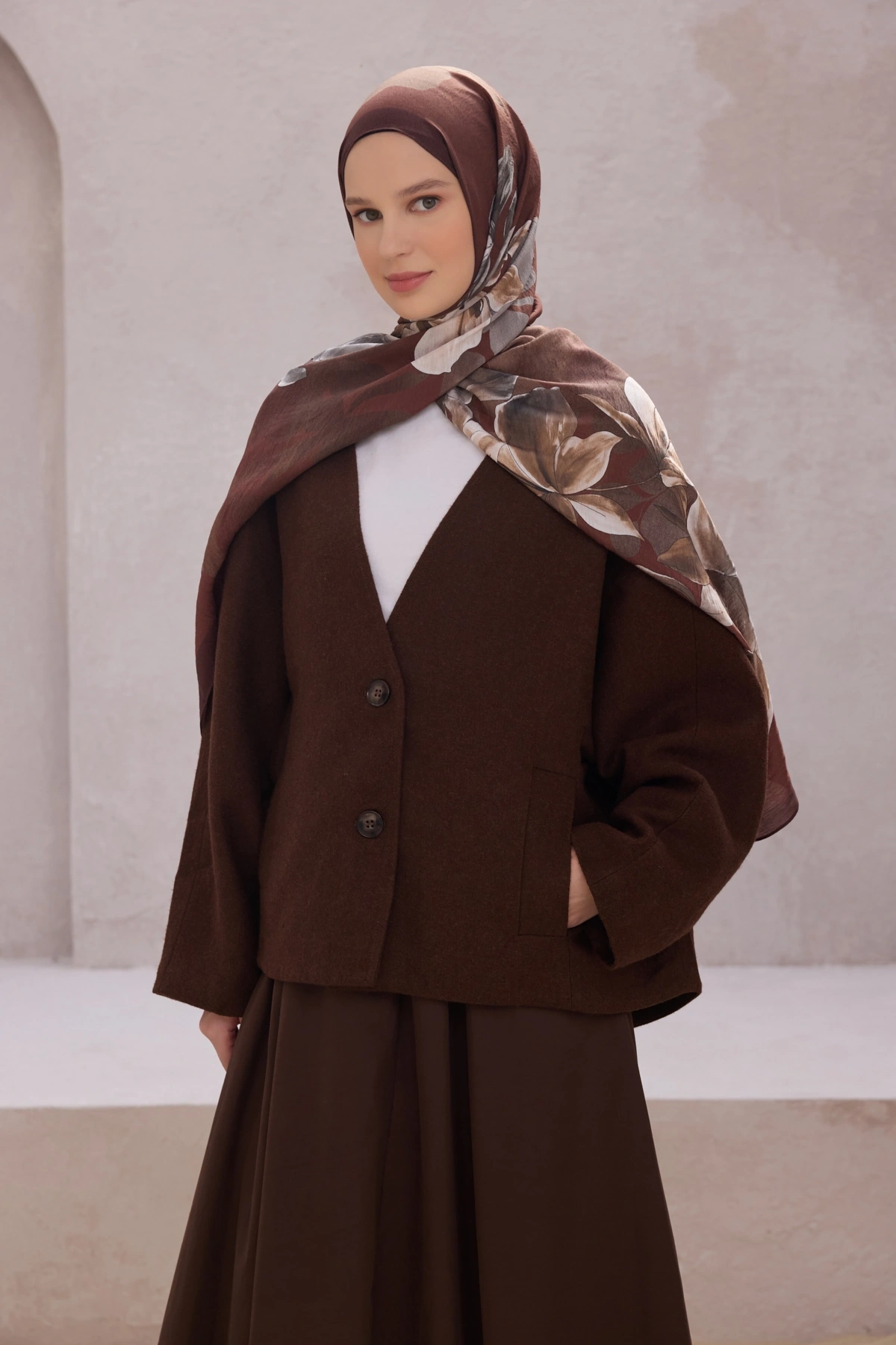 Belli Fresh Lena Viskon Şal - Kahverengi