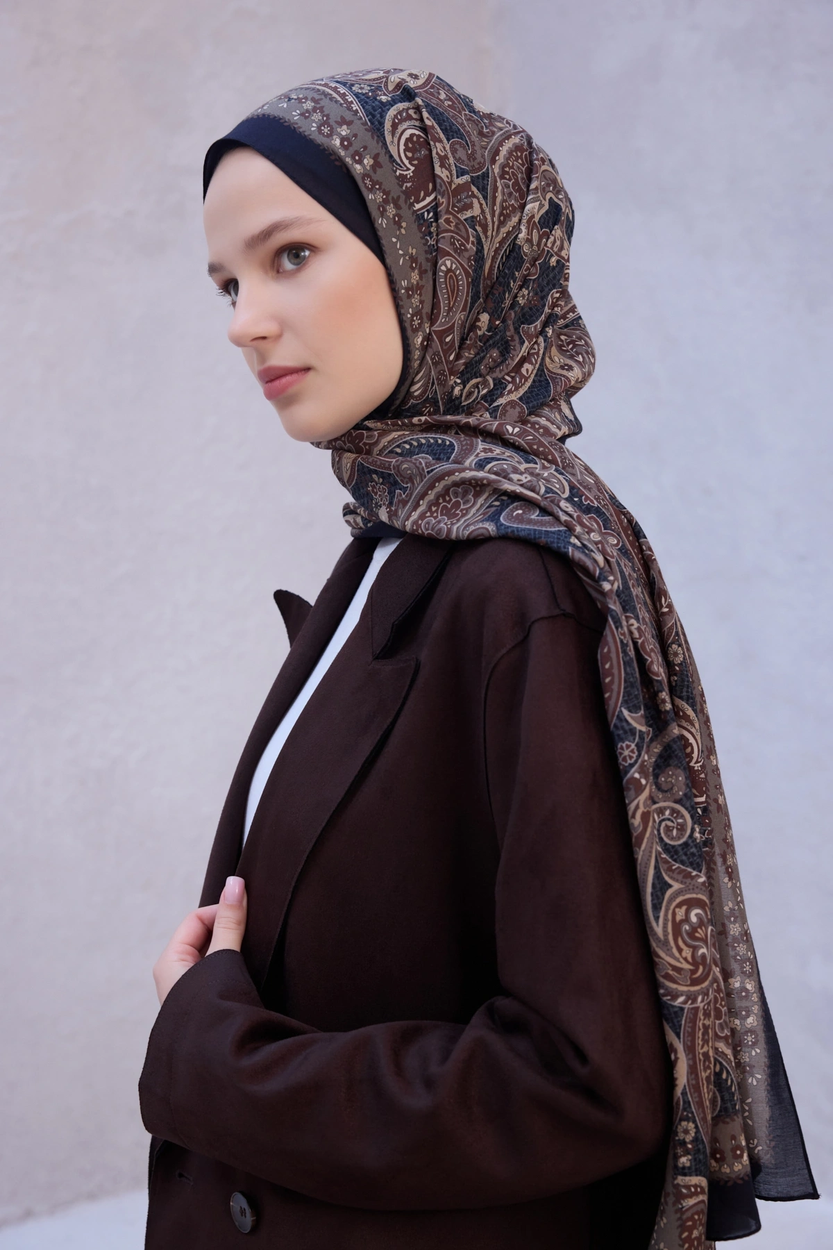 Belli Fresh Vual Kumaş Şal 1488 - Kahverengi