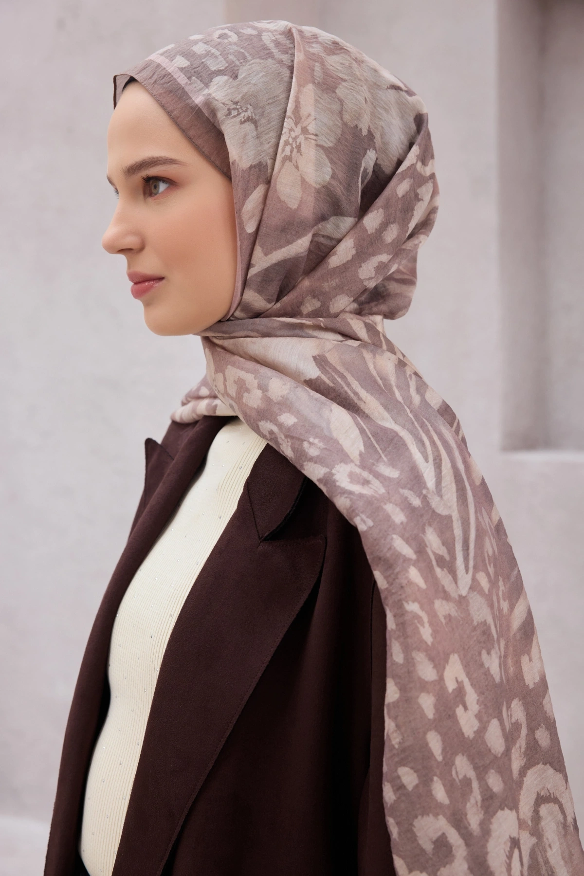 Belli Fresh Tencel Kumaş Rozy Şal - Açık Kahve