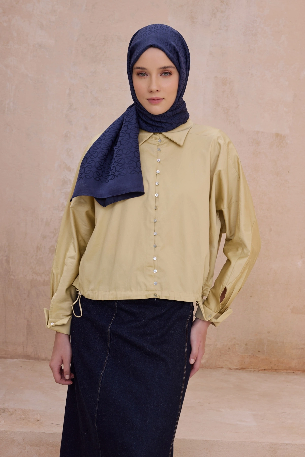 Belli Fresh Pamuk Kumaş Nora Şal - Lacivert