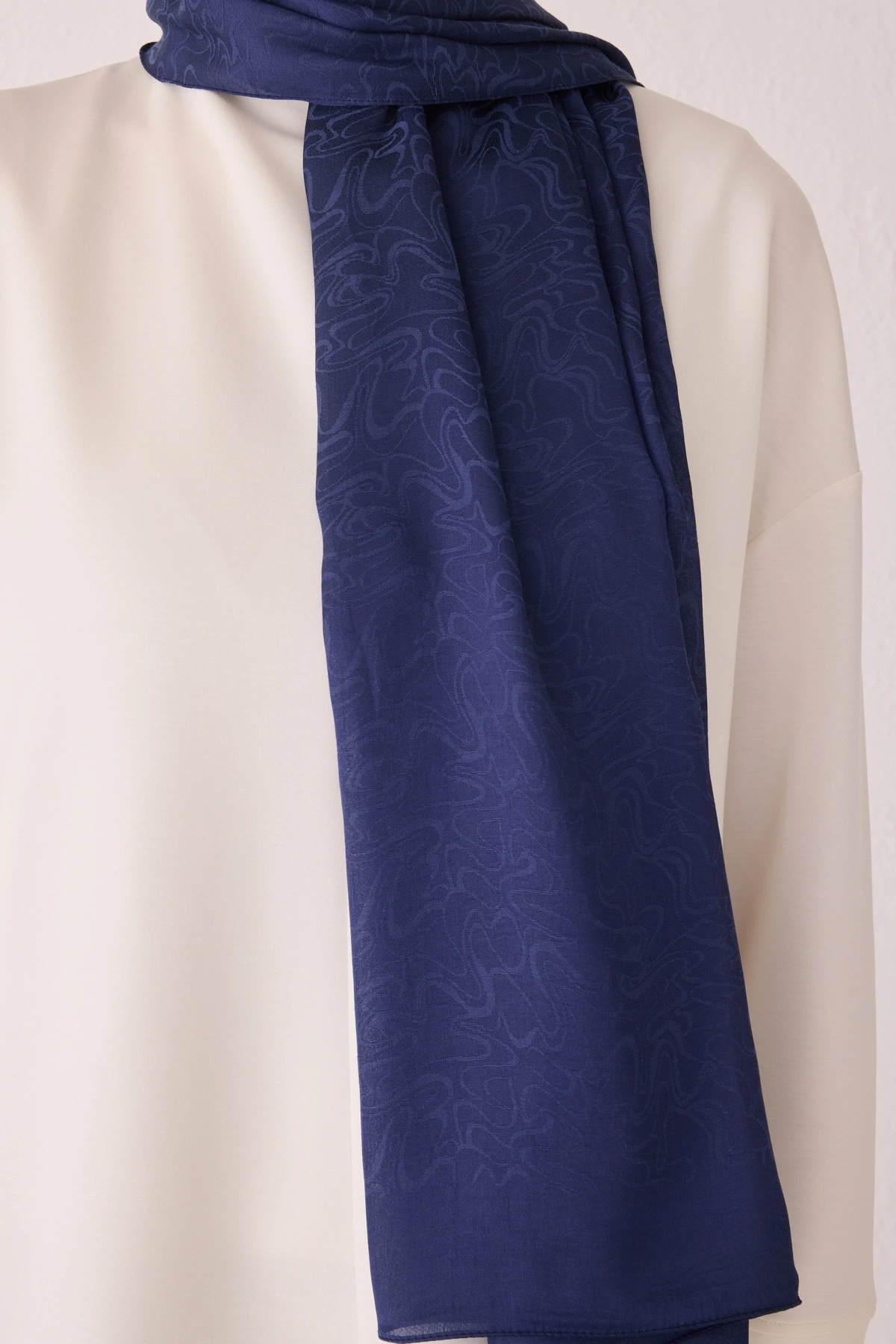 Belli Fresh Pamuk Kumaş Liva Şal - Lacivert