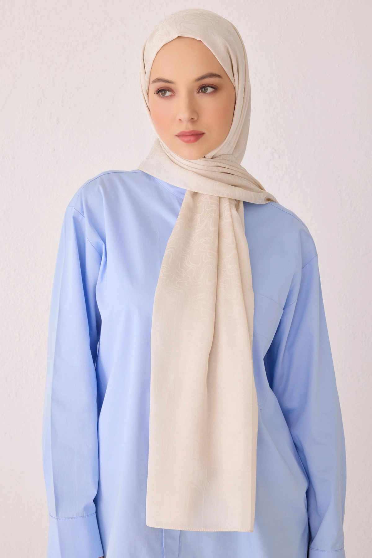 Belli Fresh Pamuk Kumaş Liva Şal - Krem