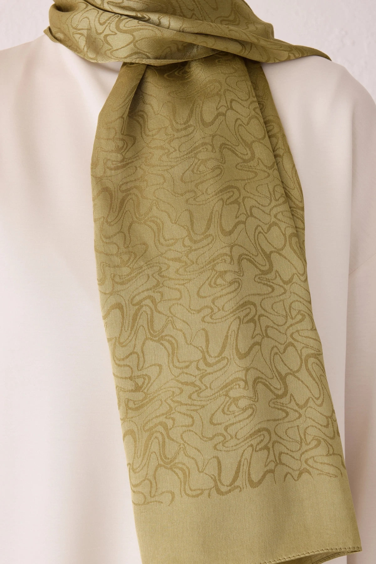 Belli Fresh Pamuk Kumaş Liva Şal - Hardal Yeşili