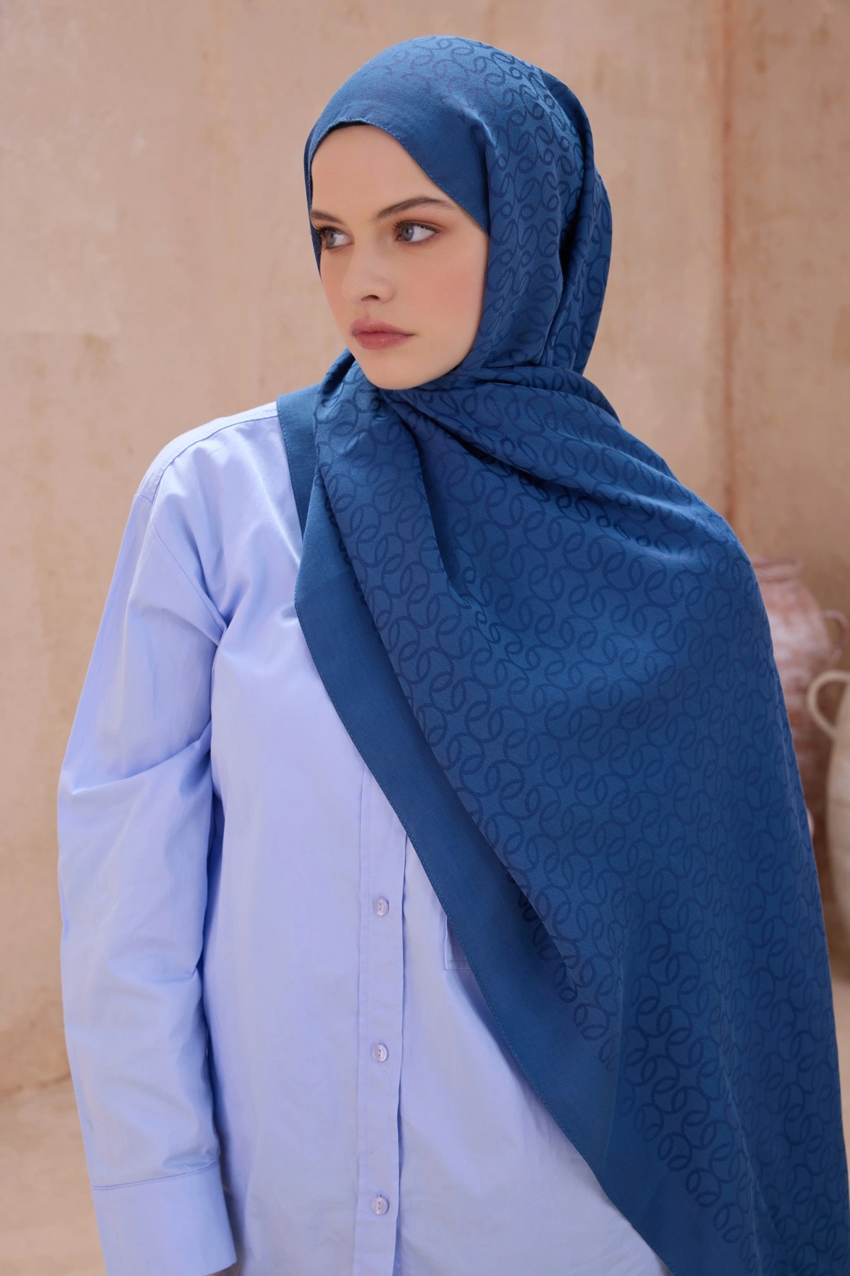 Belli Fresh Pamuk Kumaş Nora Şal - Mavi