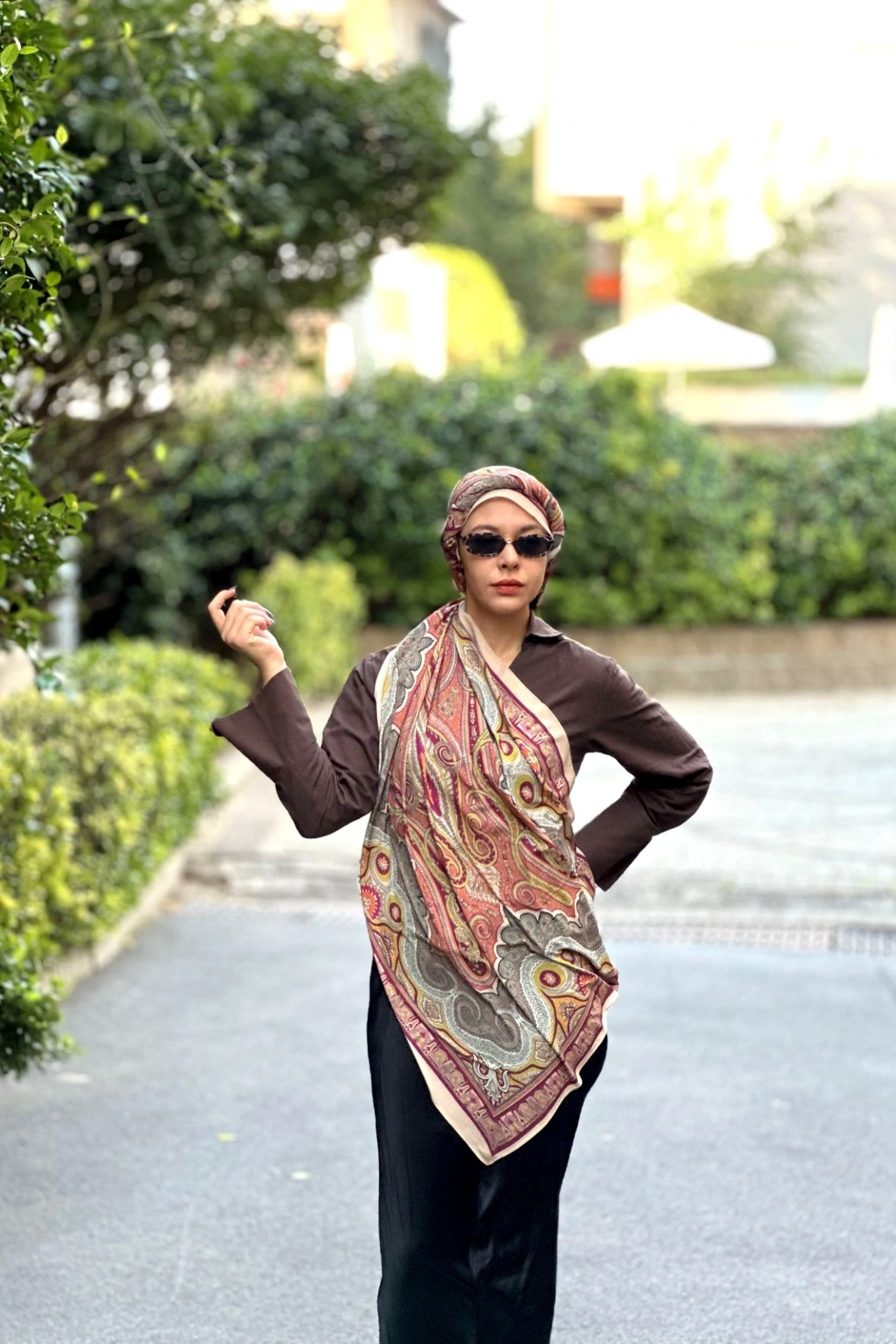 Arvena - Retro Desen Şal - Bej