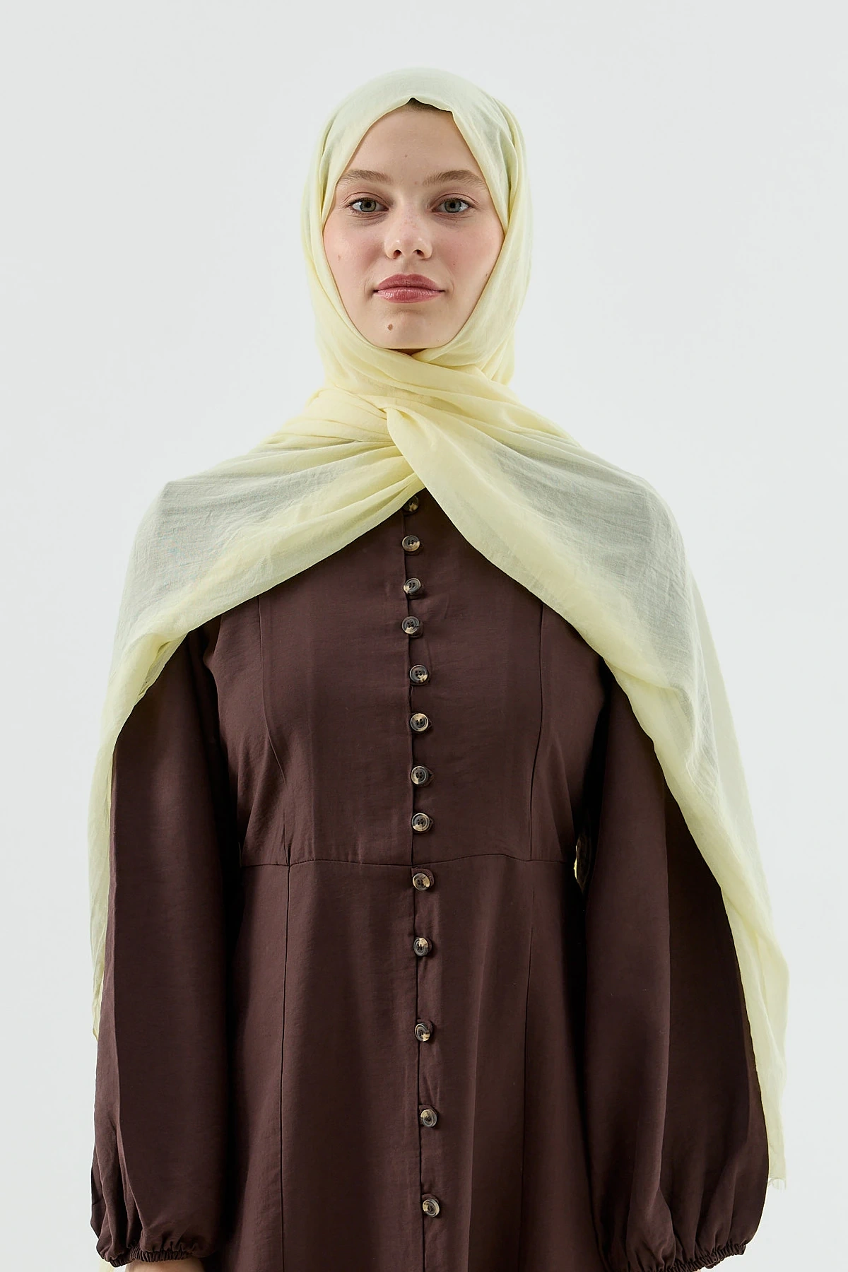 Norel Serisi İnce Pamuklu Şal - Ekru