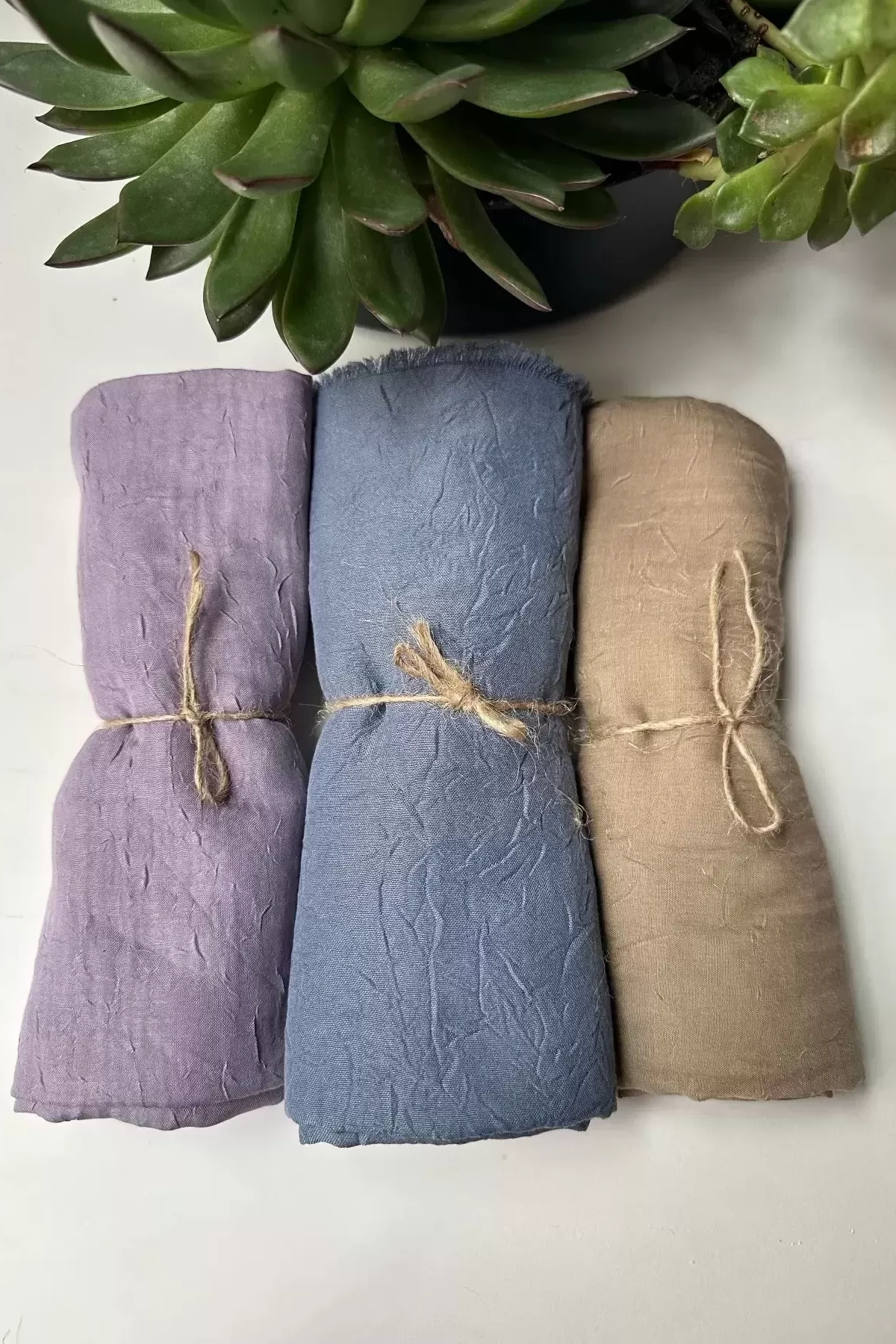 Bambu Kraş Şal - Lila, Mavi ve Haki - 3 lü Set