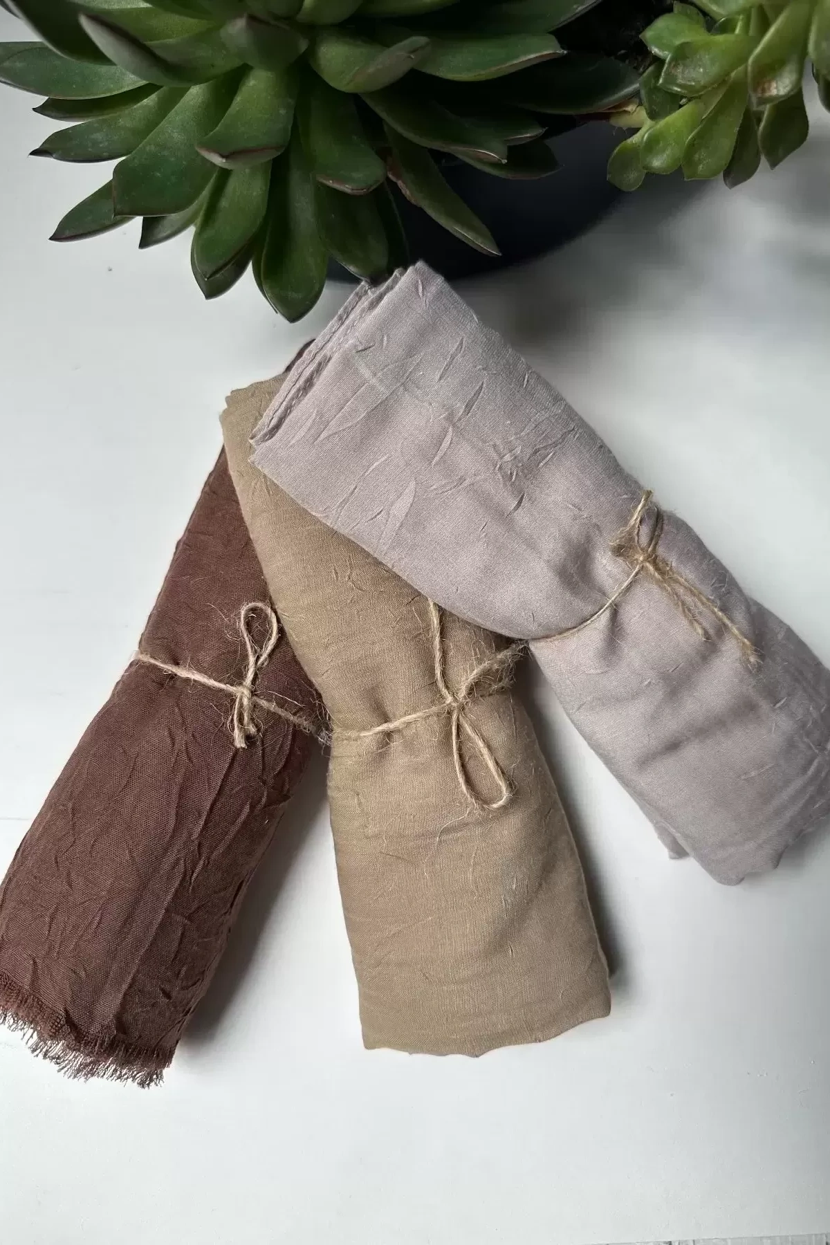 Bambu Kraş Şal - Kahverengi, Mercan ve Açık Gri 3 lü Set