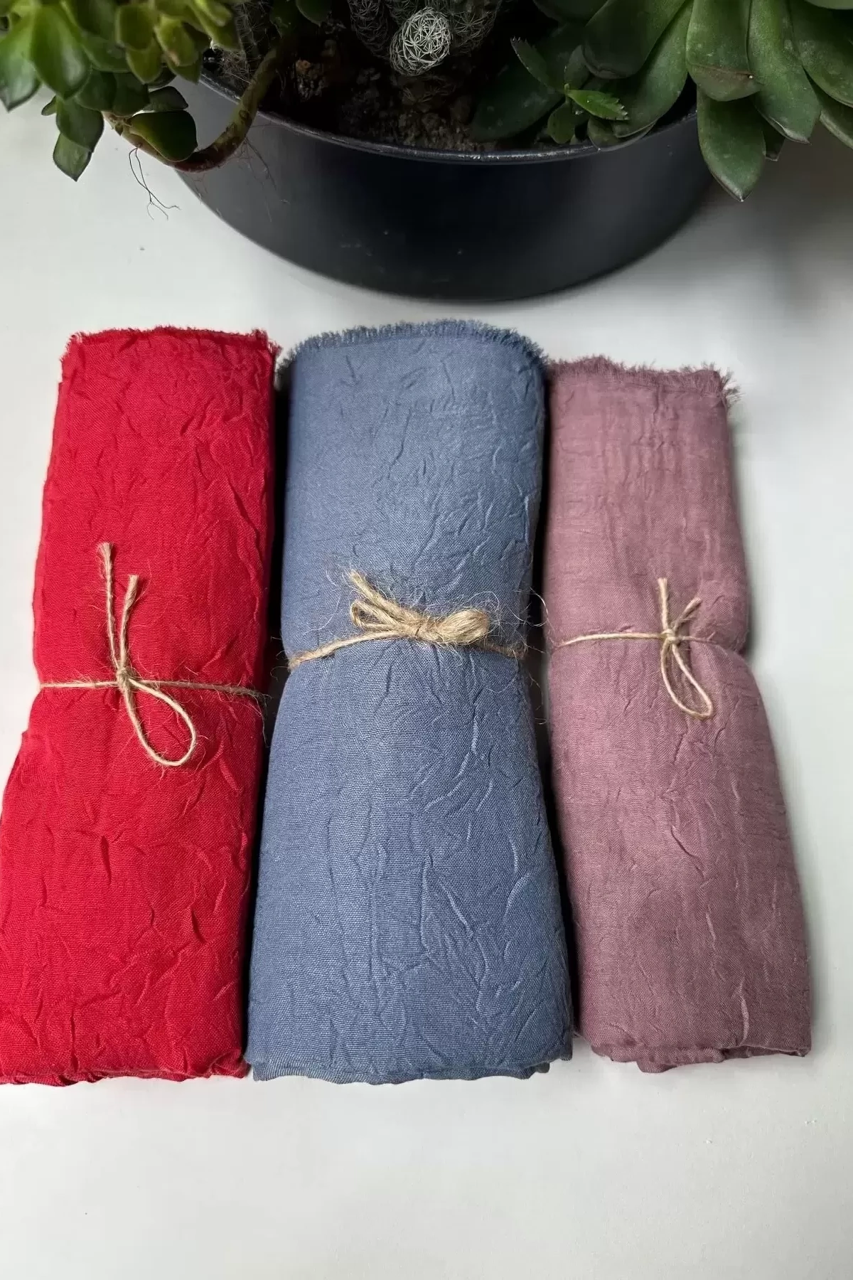 Bambu Kraş Şal - Kırmızı, Mavi ve Lila 3 lü Set