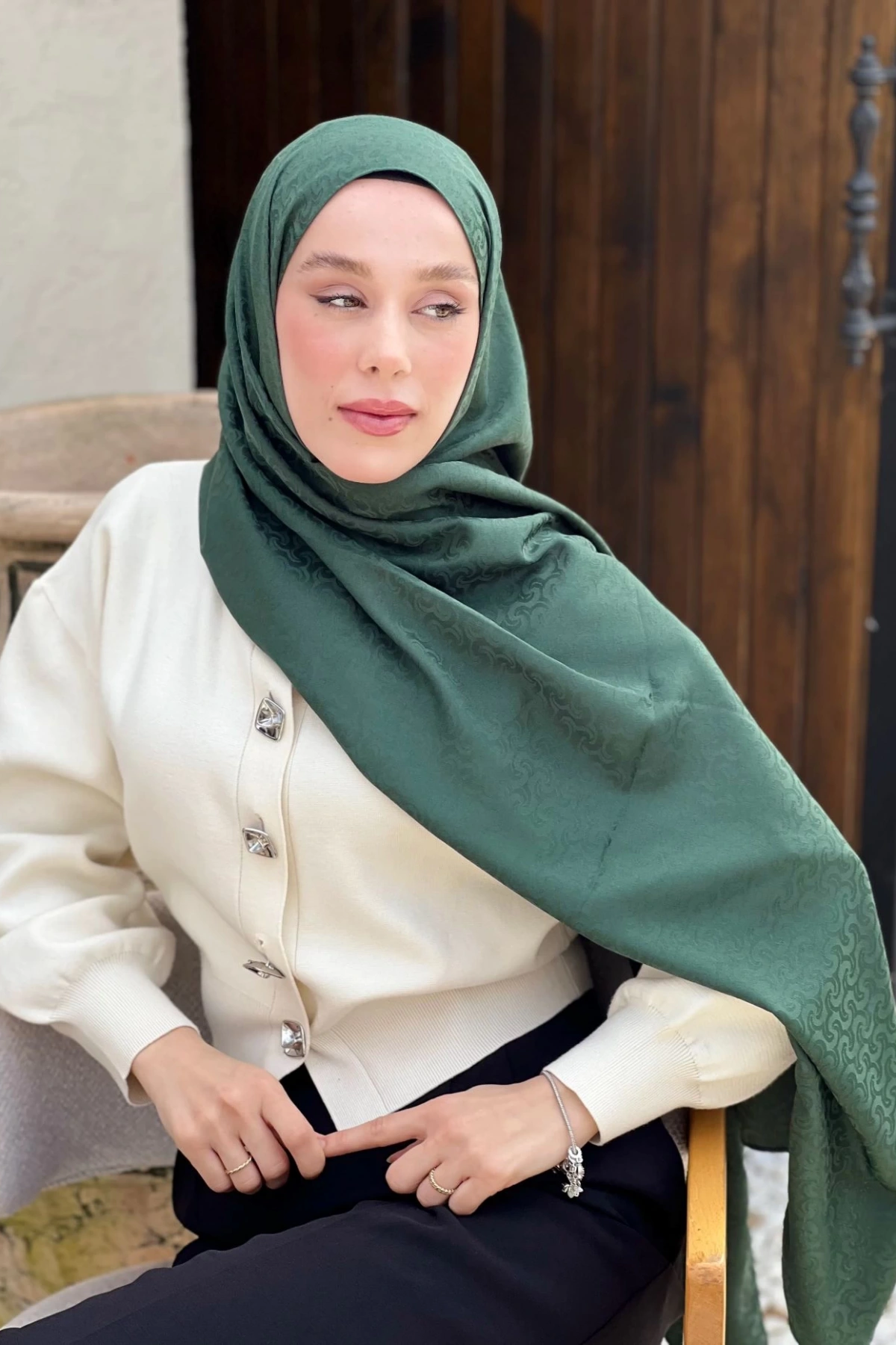 İpeksi Jakar Örgü Desen - Deniz Yeşili