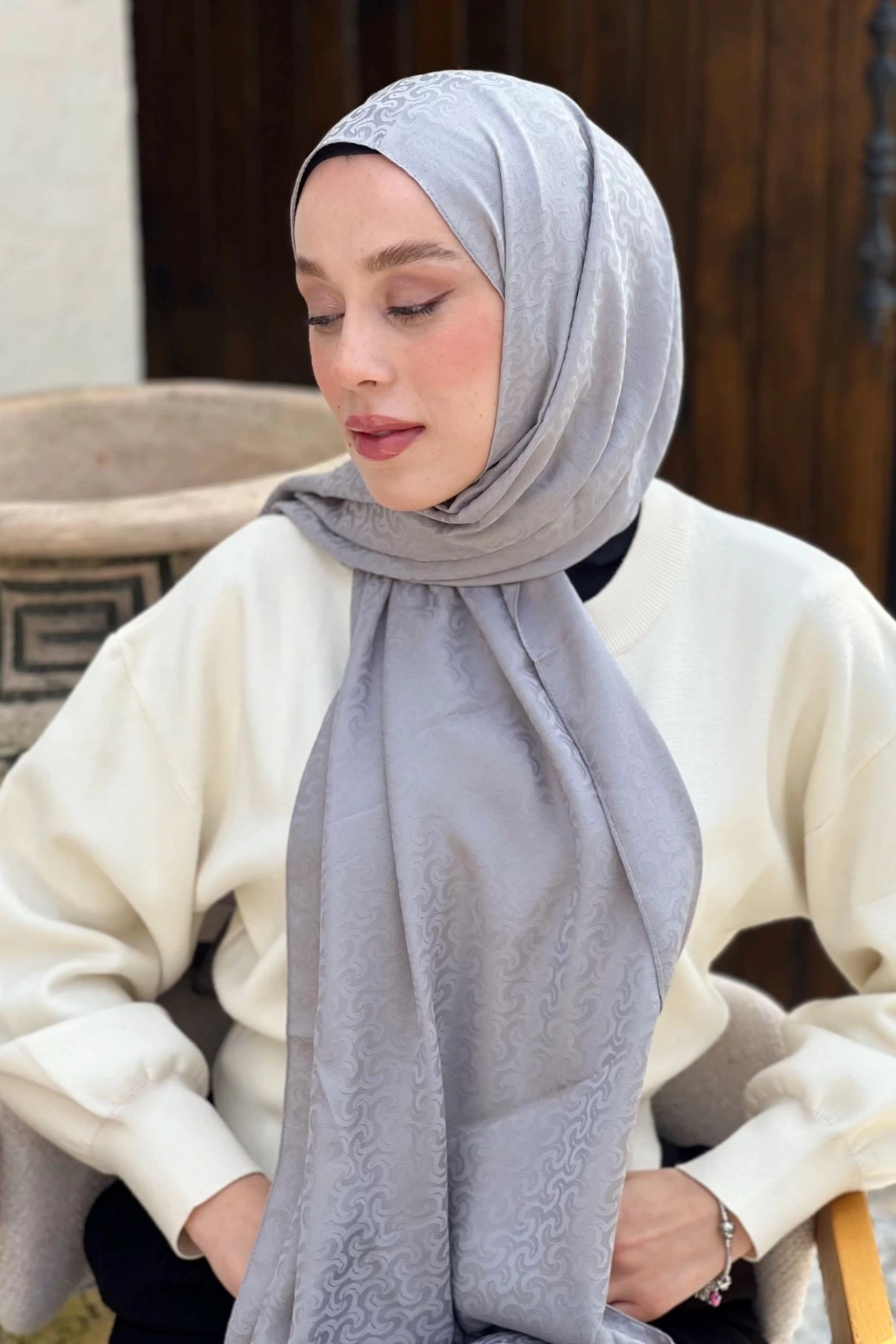 İpeksi Jakar Örgü Desen - Duman