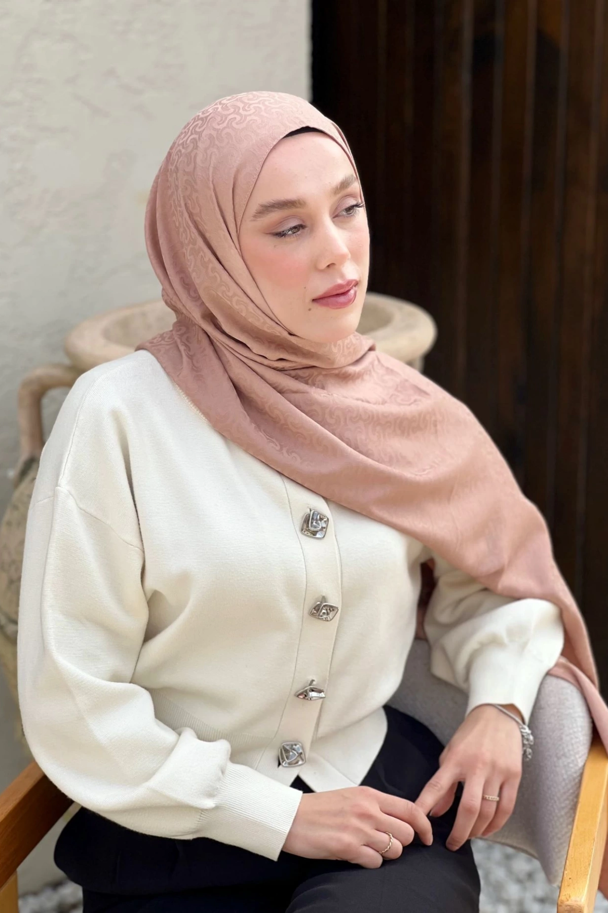 İpeksi Jakar Örgü Desen - Vizon