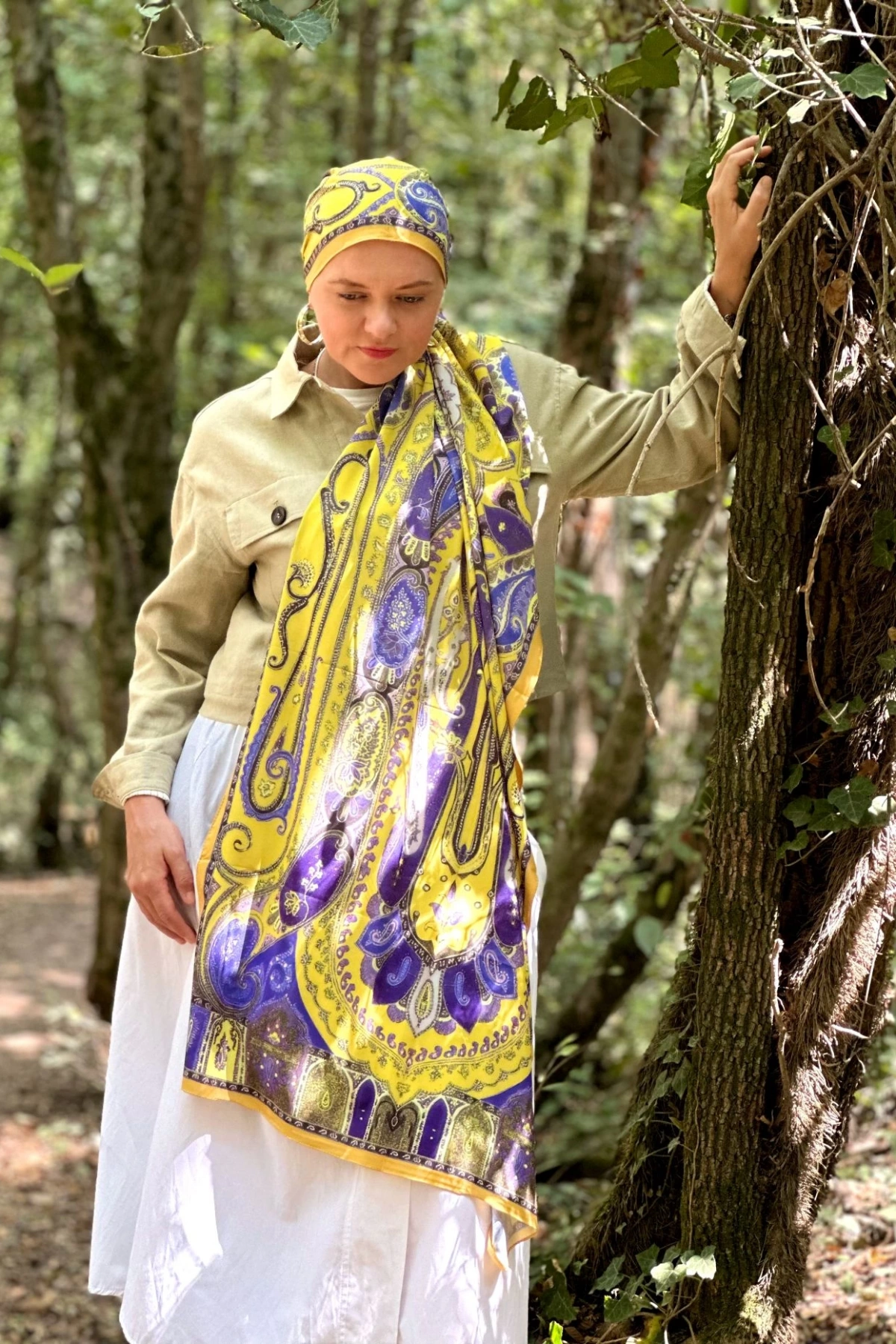 Velero - Retro Desen Şal - Sarı