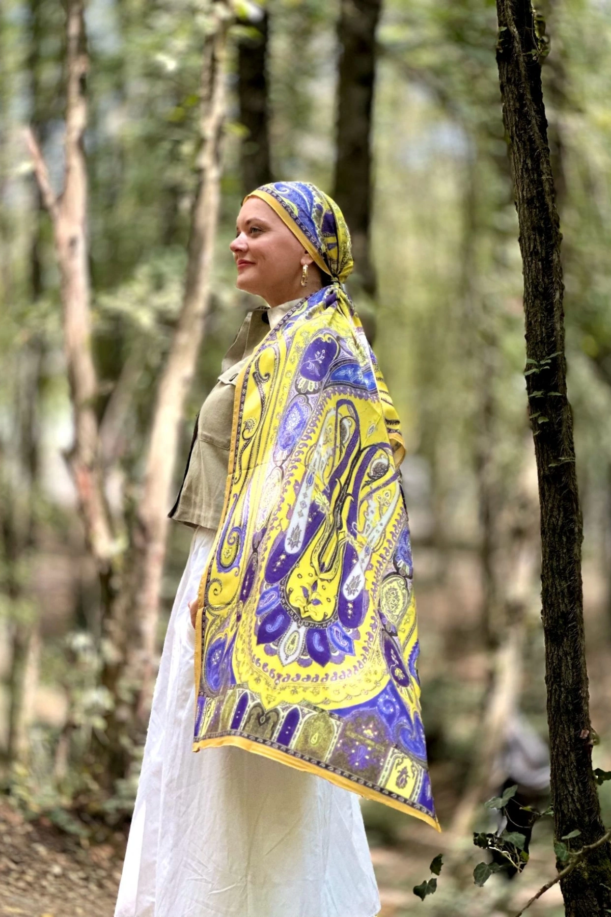 Velero - Retro Desen Şal - Sarı