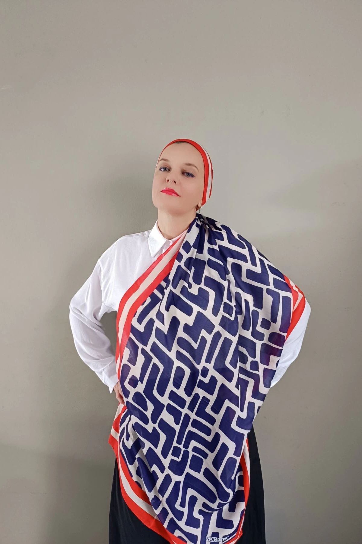 Mira Geometrik Desenli Şal - Turuncu