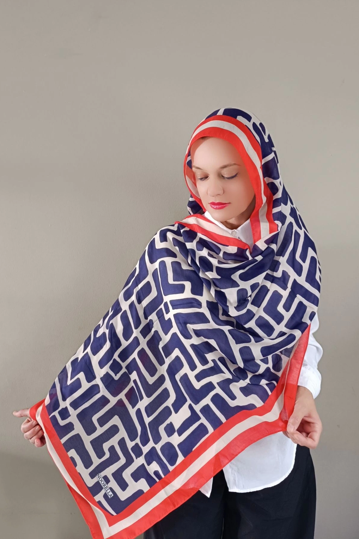 Mira Geometrik Desenli Şal - Turuncu