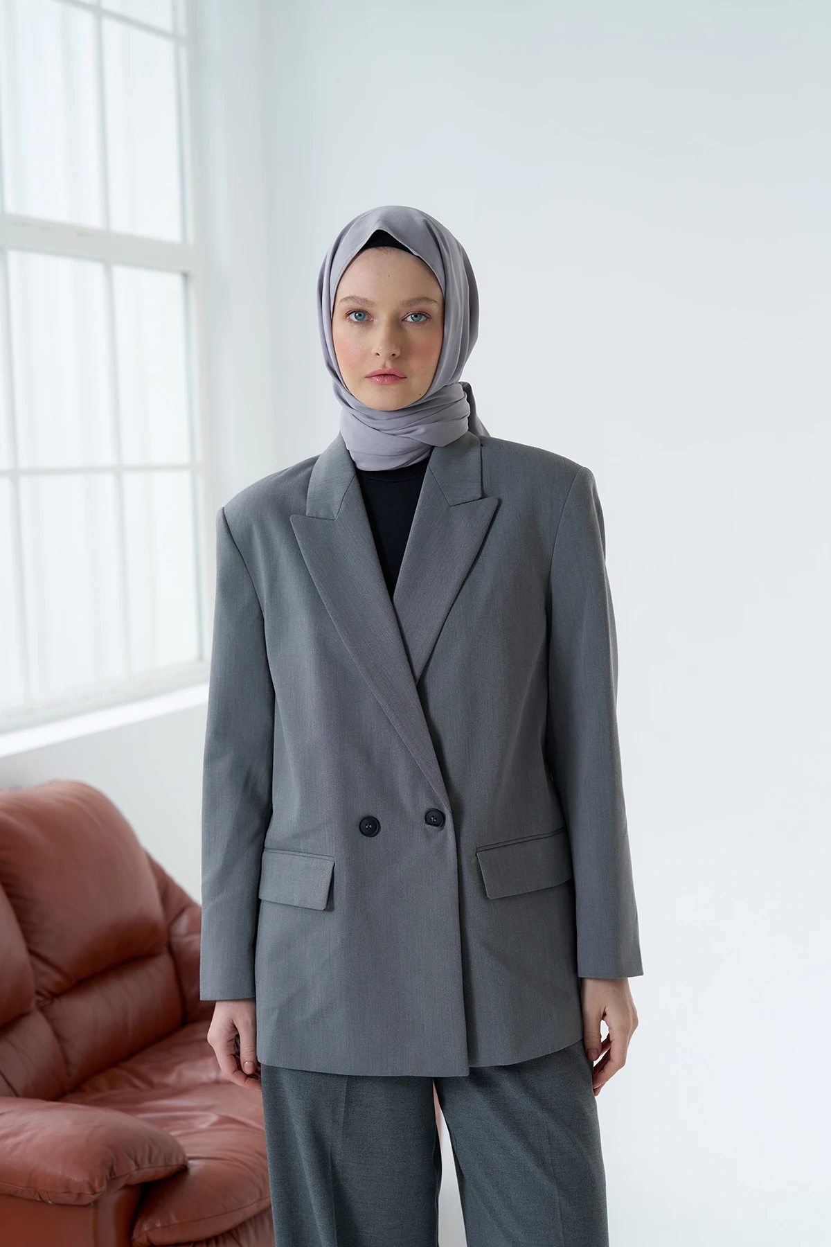 Medine İpeği Şal - Gri