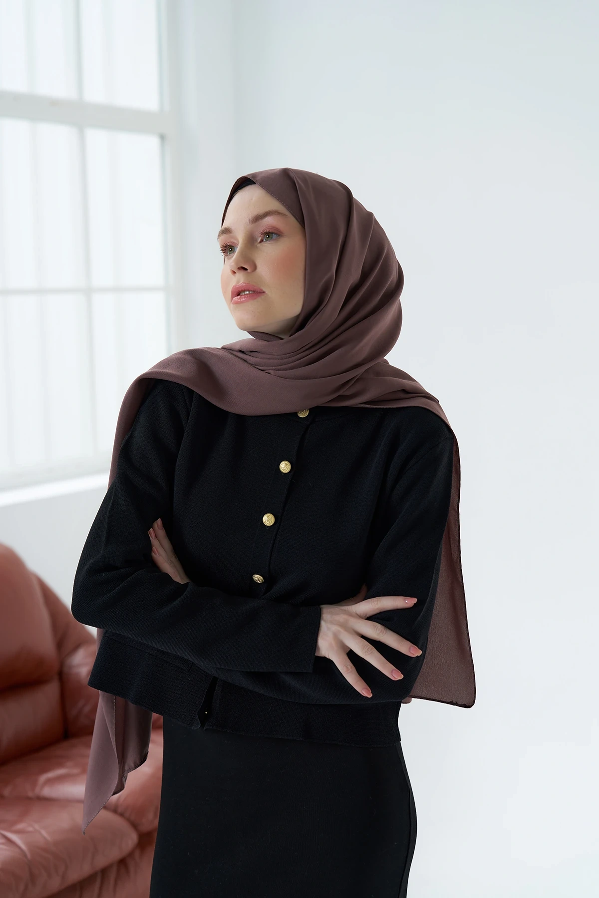 Medine İpeği Şal - Tozlu Kahve