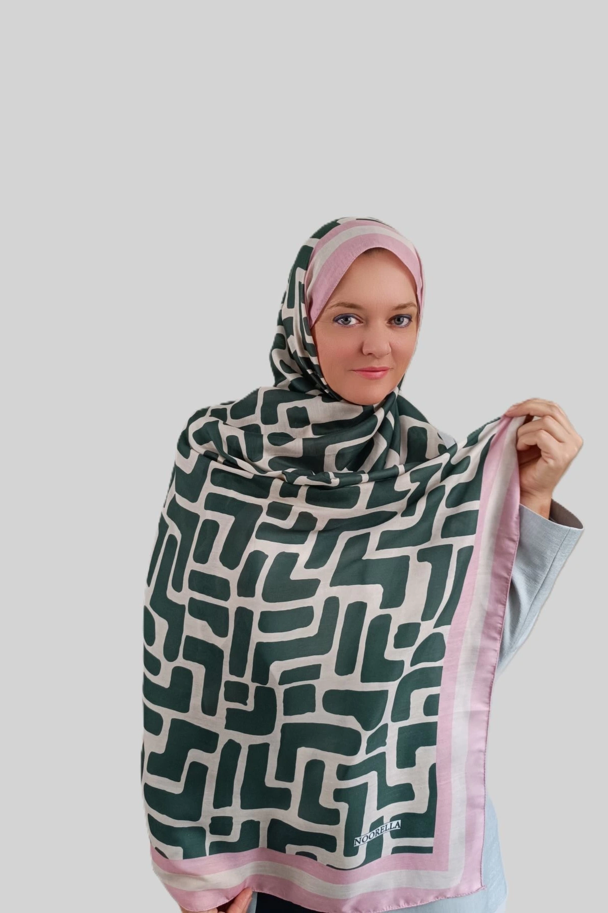 Mira Geometrik Desenli Şal - Pembe
