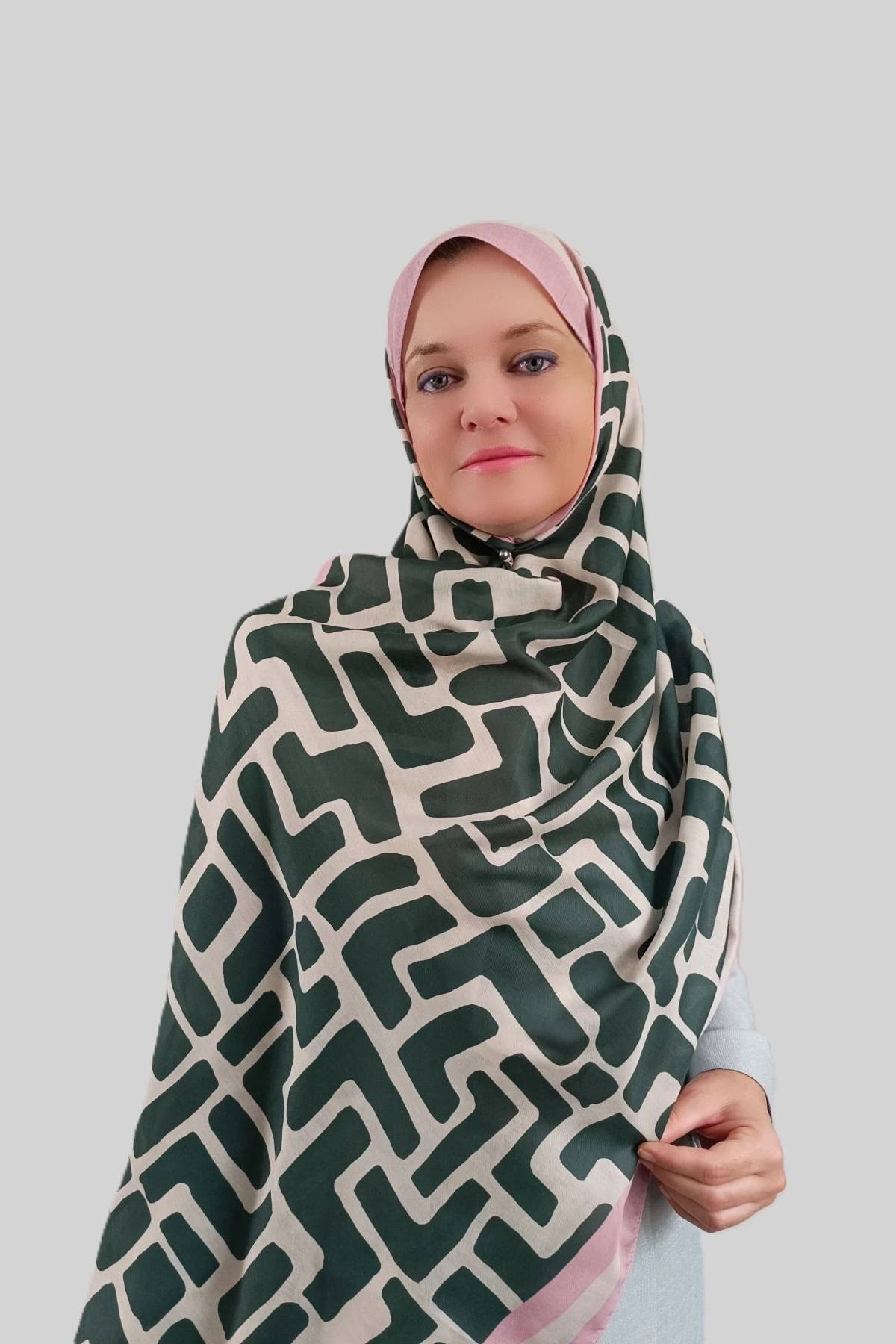 Mira Geometrik Desenli Şal - Pembe