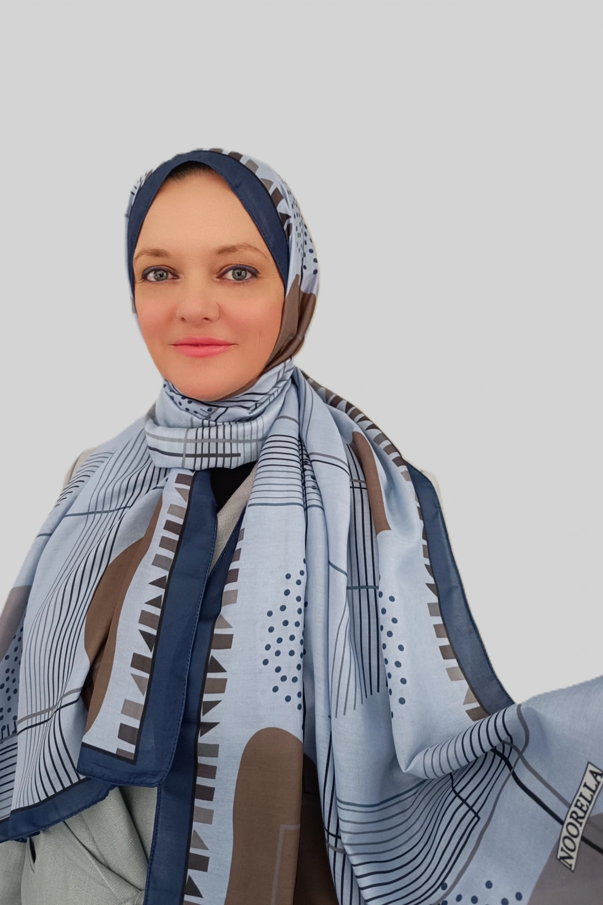 Modra Geometrik Desenli Şal - Kahverengi