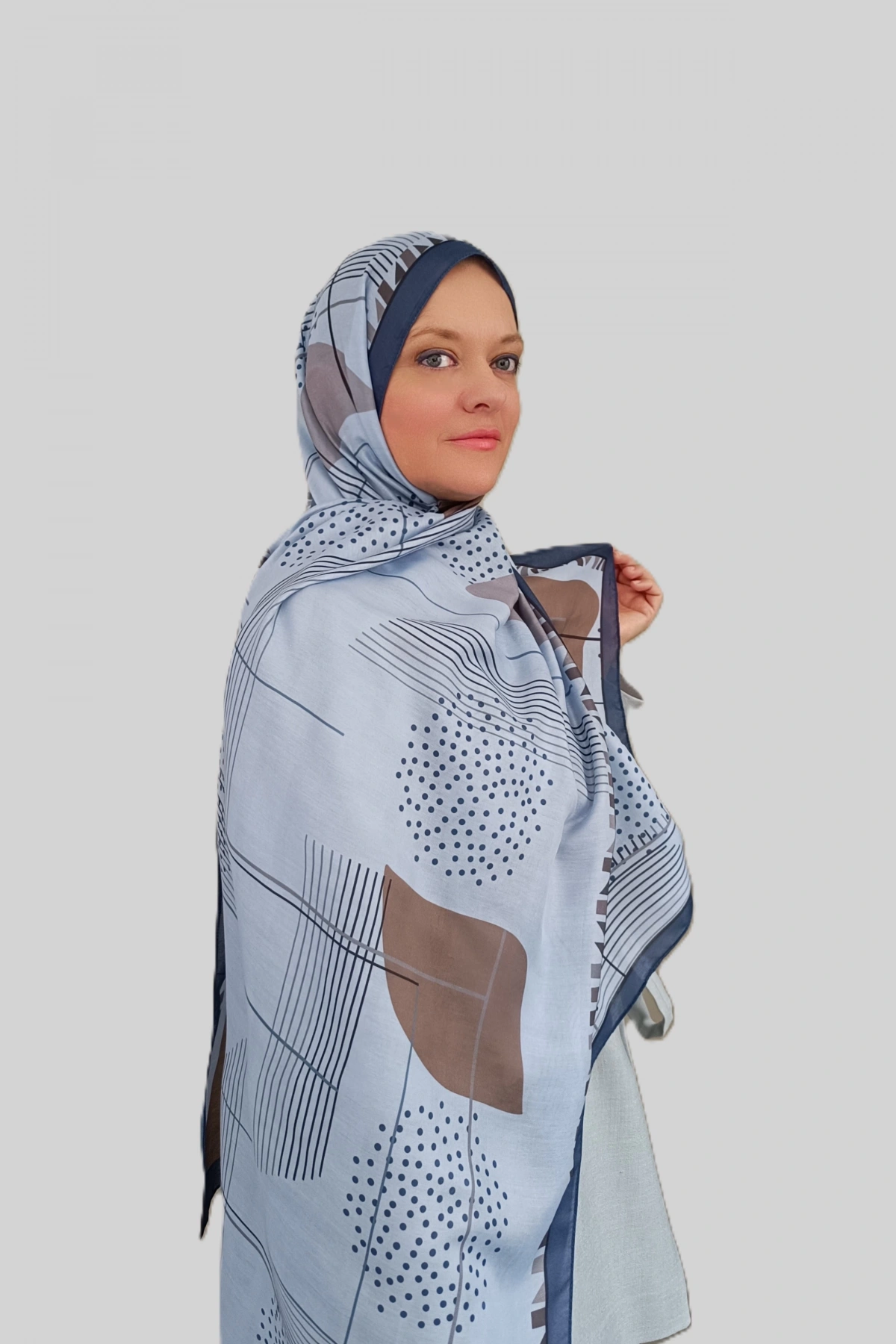 Modra Geometrik Desenli Şal - Kahverengi