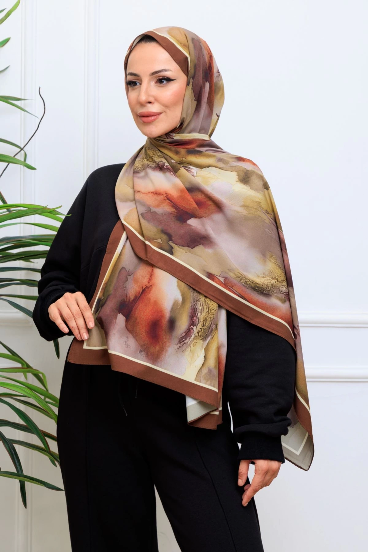 Soma Soyut Desenli Şal - Bej