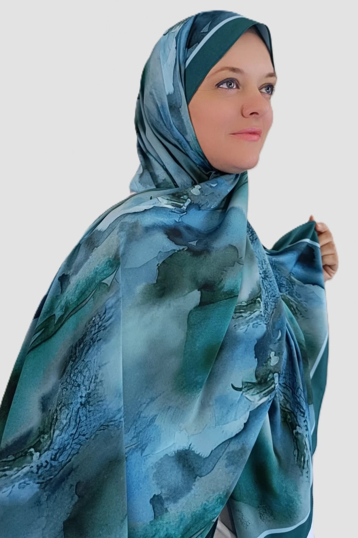 Soma Soyut Desenli Şal - Mavi