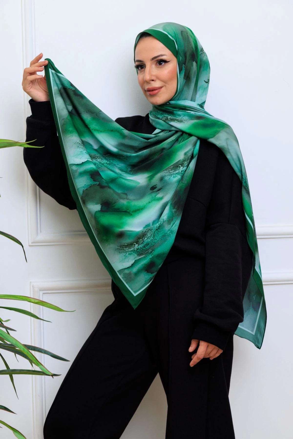 Soma Soyut Desenli Şal - Yeşil