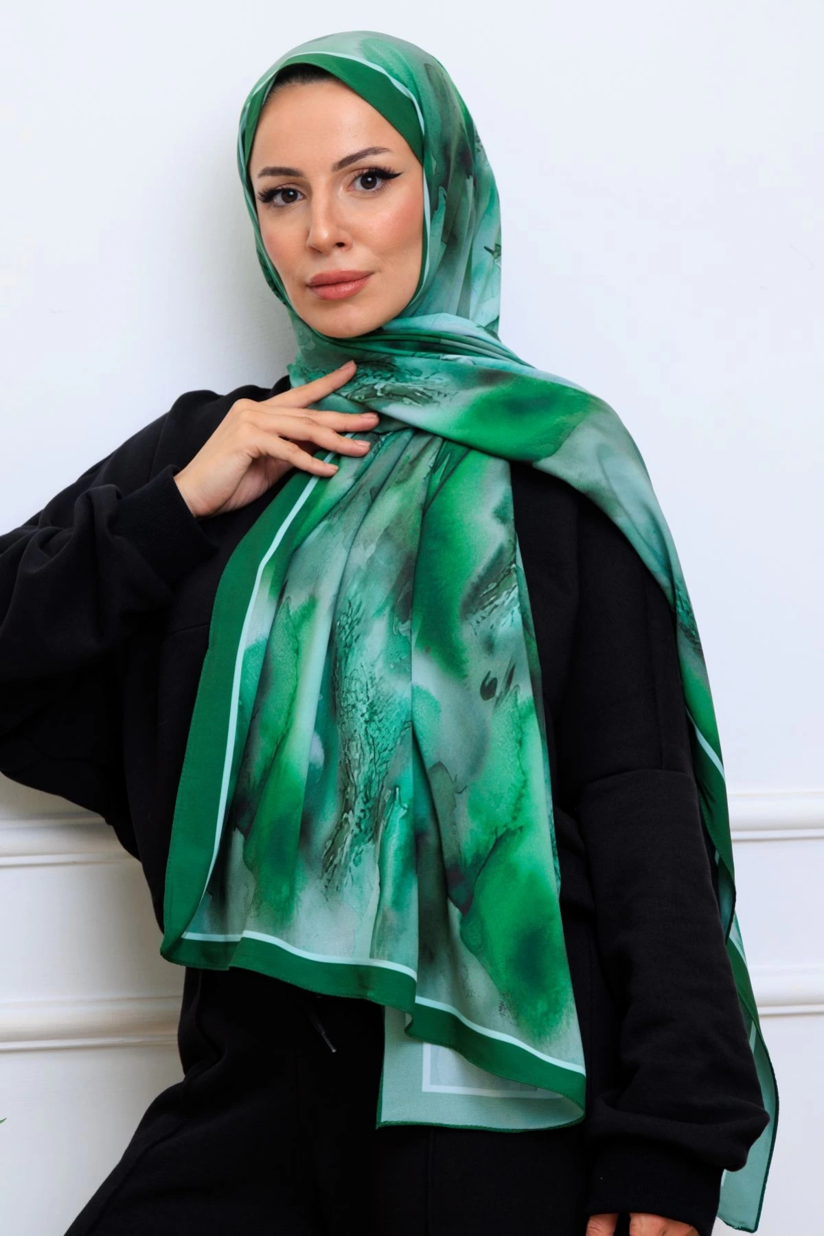 Soma Soyut Desenli Şal - Yeşil